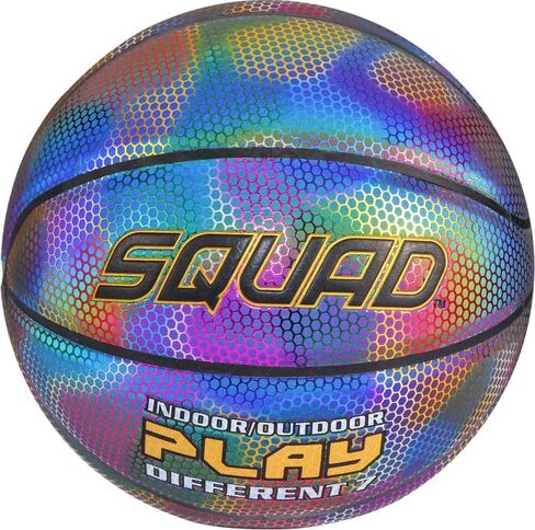 كرة سلة عاكسة للضوء من SQUAD NightPlay مع جلد بولي يوريثان ثلاثي الأبعاد رائع، مقاس 7 - كرة سلة مضيئة متوهجة للعب الليلي في الهواء الطلق، هدية مثالية للأولاد والبنات - تتضمن مضخة in Kuwait