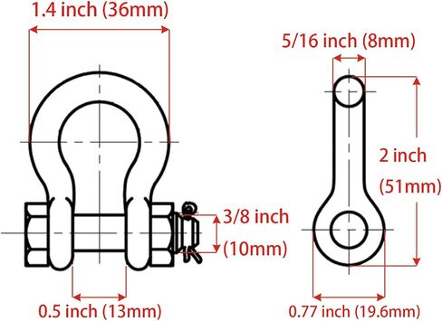 SHENGHUISS Bow Anchor D Shackle Stainless Steel 316 Dee Ring Forged Bolt Type Shackle Marine Hardware 2 Pack 5/16 inch in Saudi Arabia