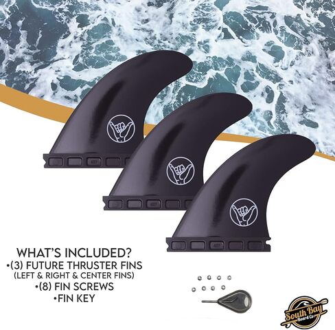 South Bay Board Co. - Surfboard Fins & FCS Surfboard Fins -3 Fin Thruster Sets & 4 Fin Quad Sets - Fin Key & Extra Fin Screw Included - Bamboo Fiberglass & Plastic Fin Options in Kuwait