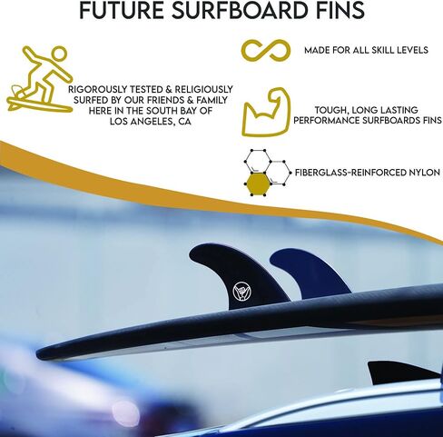 South Bay Board Co. - Surfboard Fins & FCS Surfboard Fins -3 Fin Thruster Sets & 4 Fin Quad Sets - Fin Key & Extra Fin Screw Included - Bamboo Fiberglass & Plastic Fin Options in Kuwait