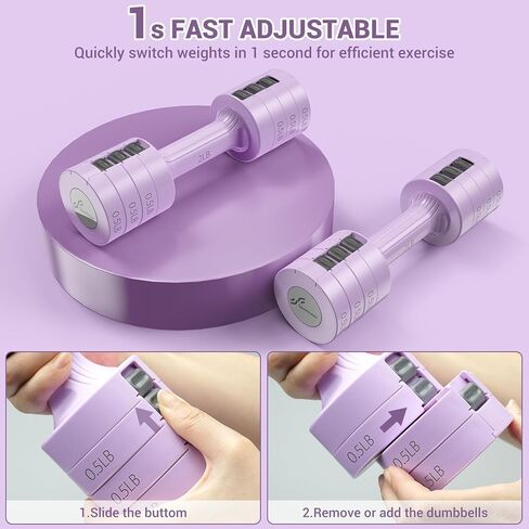 Adjustable Dumbbells Hand Weights Set: Sportneer 1 Pair 4 6 8 10lb (2-5lb Each) Free Weights Fast Adjust Dumbbell Weight Set of 2 for Women Men Home Gym Workout Strength Training Equipments in Kuwait