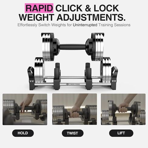 Finer Form Adjustable Dumbbells 5-32.5 LBs: Save Space with This Female-Friendly Adjustable Dumbbell Set. Go Up Or Down in 2.5 LB Increments with These Adjustable Weights, Sold as A Pair. in Kuwait