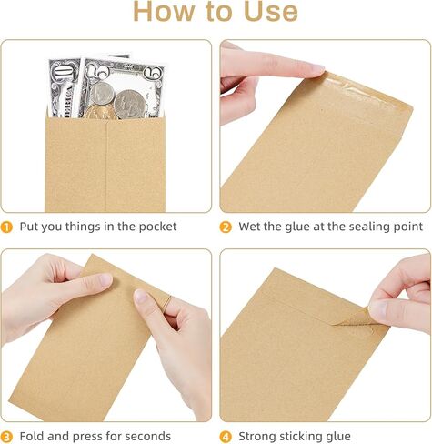 Money Envelopes for Cash, 520Pack Brown Kraft Paper Envelopes are Suitable for 100 Envelopes Money Saving Challenge, Self - Adhesive Cash Envelopes for Coins, Cash, Credit Cards(6.5" x 3.5") in Kuwait
