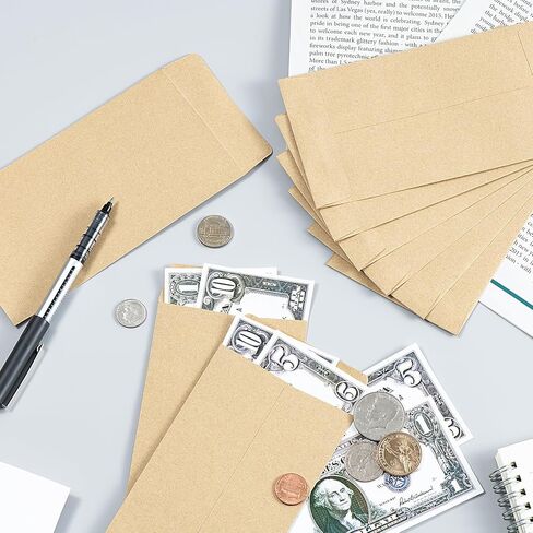 Money Envelopes for Cash, 520Pack Brown Kraft Paper Envelopes are Suitable for 100 Envelopes Money Saving Challenge, Self - Adhesive Cash Envelopes for Coins, Cash, Credit Cards(6.5" x 3.5") in Kuwait