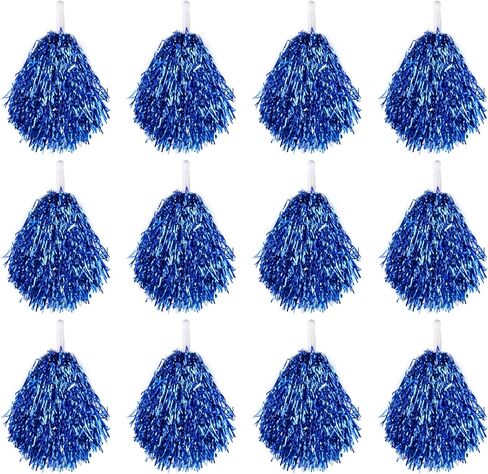 WYOMER 12 Pack Cheerleading pom poms Metallic Foil Cheer Pom Poms Cheer Costume Accessory for Party Dance Sports (Blue) in Saudi Arabia
