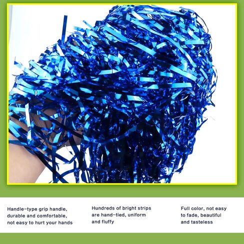 WYOMER 12 Pack Cheerleading pom poms Metallic Foil Cheer Pom Poms Cheer Costume Accessory for Party Dance Sports (Blue) in Saudi Arabia