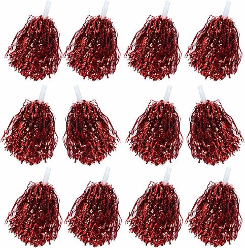 WYOMER 12 Pack Cheerleading pom poms Metallic Foil Cheer Pom Poms Cheer Costume Accessory for Party Dance Sports (Blue) in Saudi Arabia