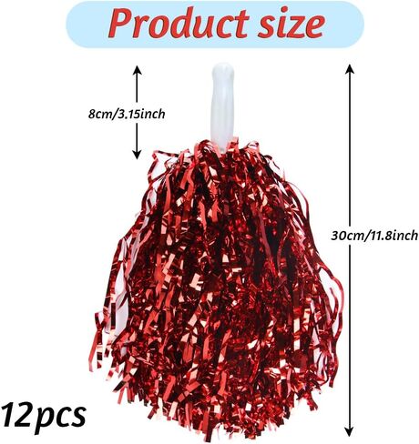 WYOMER 12 Pack Cheerleading pom poms Metallic Foil Cheer Pom Poms Cheer Costume Accessory for Party Dance Sports (Blue) in Saudi Arabia