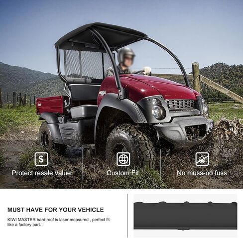 KIWI MASTER Hard Roof Top Compatible for 2016-2024 Kawasaki Mule Accessories SX 4X4 610 600 UTV Top Black, KAF600-005B in Saudi Arabia