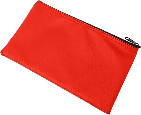 حقيبة إيداع بنك المال بسحاب | الأزرق الداكن والأحمر | 11x6 بوصة | حقيبة محفظة مصنوعة من الجلد المتين للنقود النقدية للرجال والنساء مع نافذة معرف مؤطرة وبطاقة فارغة | بواسطة جيدابراند in Kuwait