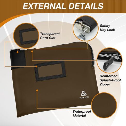 Waterproof Cash Bag with password Lock, 10 x 7 Inch, Money Bank Deposit Bag with Zipper, Canvas Documents Bag, Durable Bank Deposit Bag, Cash Coin Check Wallet Pouch,Security bags for cash,Black in Saudi Arabia