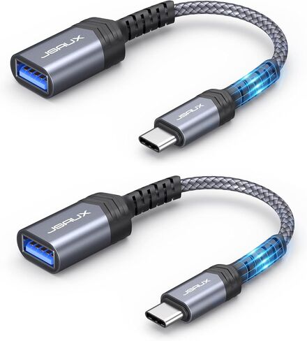محول JSAUX USB C إلى USB، [عبوة من قطعتين بطول 0.5 قدم] كابل OTG من النوع C 3.0 أثناء التنقل من النوع C ذكر إلى USB A أنثى متوافق مع MacBook Pro 2018 2017، وSamsung Galaxy S20 S20+ Ultra S8 S9 Note 10 - أحمر in Saudi Arabia