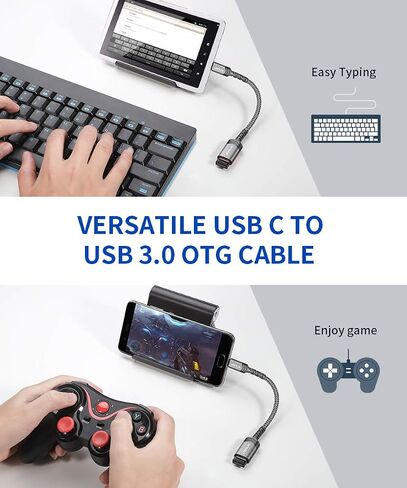 محول JSAUX USB C إلى USB، [عبوة من قطعتين بطول 0.5 قدم] كابل OTG من النوع C 3.0 أثناء التنقل من النوع C ذكر إلى USB A أنثى متوافق مع MacBook Pro 2018 2017، وSamsung Galaxy S20 S20+ Ultra S8 S9 Note 10 - أحمر in Saudi Arabia