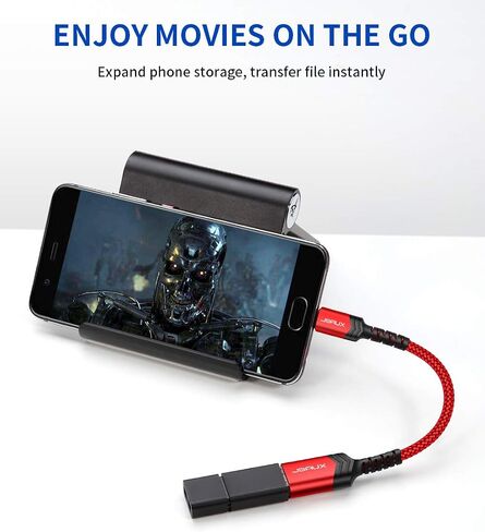 محول JSAUX USB C إلى USB، [عبوة من قطعتين بطول 0.5 قدم] كابل OTG من النوع C 3.0 أثناء التنقل من النوع C ذكر إلى USB A أنثى متوافق مع MacBook Pro 2018 2017، وSamsung Galaxy S20 S20+ Ultra S8 S9 Note 10 - أحمر in Saudi Arabia