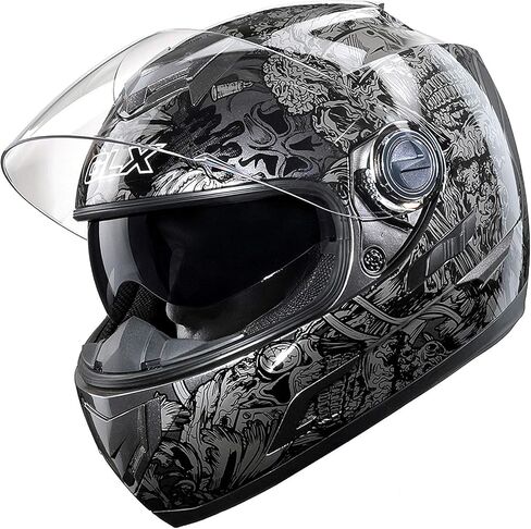 GLX GX15 Lightweight Full Face Motorcycle Street Bike Helmet with Internal Sun Visor DOT Approved (Matte Black, X-Large) in Saudi Arabia