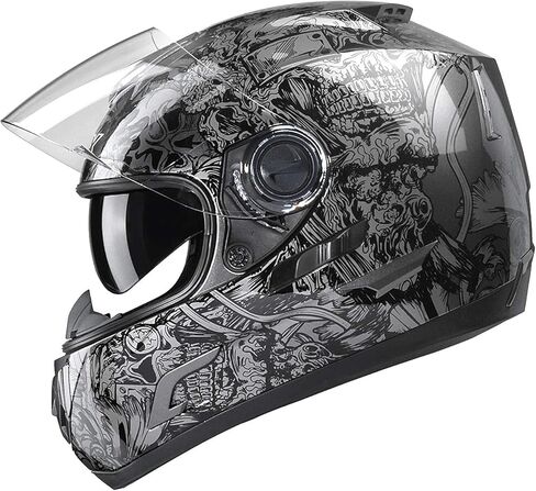 GLX GX15 Lightweight Full Face Motorcycle Street Bike Helmet with Internal Sun Visor DOT Approved (Matte Black, X-Large) in Saudi Arabia