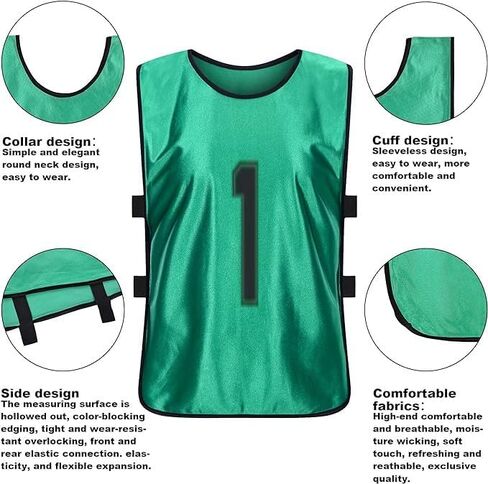 سترات Tych3L Pinnies Scrimmage للبالغين والشباب (12-جيرسي) - قمصان كرة القدم، قمصان رياضية، قمصان تدريب مرقمة in Saudi Arabia