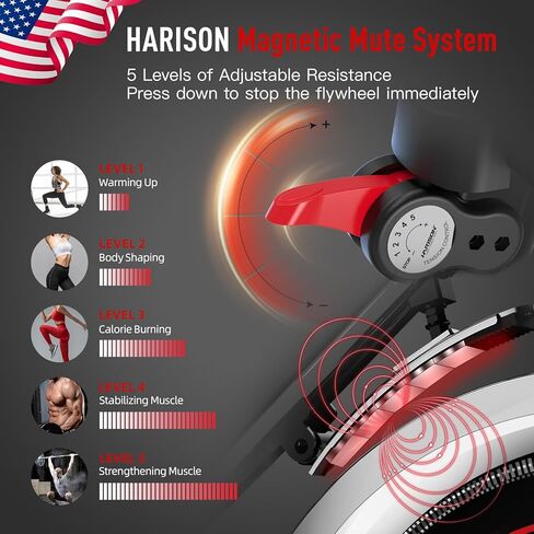 دراجات هاريسون الثابتة المغناطيسية للصالة الرياضية المنزلية، دراجة ركوب الدراجات الداخلية بسعة 350 رطل مع دولاب الموازنة الكامل والبلوتوث in Kuwait