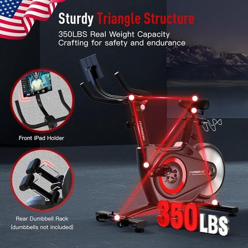 دراجات هاريسون الثابتة المغناطيسية للصالة الرياضية المنزلية، دراجة ركوب الدراجات الداخلية بسعة 350 رطل مع دولاب الموازنة الكامل والبلوتوث in Kuwait