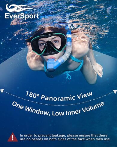 نظارات السباحة EverSport للبالغين مع غطاء للأنف، قناع غوص شفاف رؤية واسعة بدون ضبابية للرجال والنساء والشباب in Kuwait