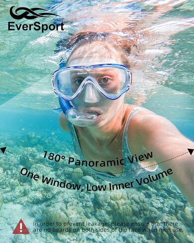 نظارات السباحة EverSport للبالغين مع غطاء للأنف، قناع غوص شفاف رؤية واسعة بدون ضبابية للرجال والنساء والشباب in Kuwait