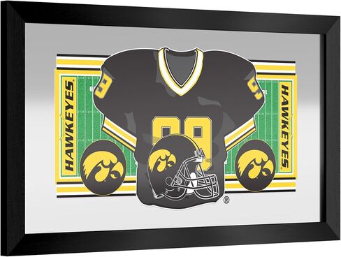 Trademark Global Wall Mirror - Ready-to-Hang University of Iowa Football Black Framed Rectangle Mirror - for Pub, Game Room, Garage or Home Bar in Saudi Arabia