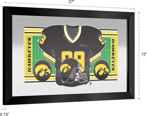 Trademark Global Wall Mirror - Ready-to-Hang University of Iowa Football Black Framed Rectangle Mirror - for Pub, Game Room, Garage or Home Bar in Saudi Arabia