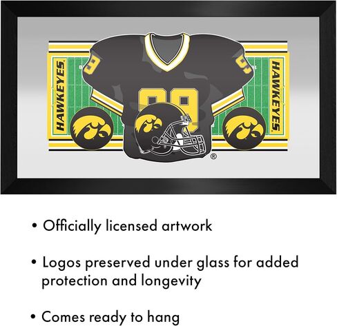 Trademark Global Wall Mirror - Ready-to-Hang University of Iowa Football Black Framed Rectangle Mirror - for Pub, Game Room, Garage or Home Bar in Saudi Arabia