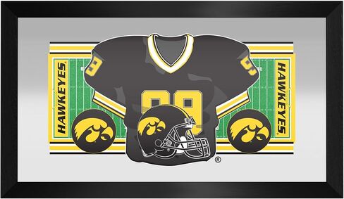 Trademark Global Wall Mirror - Ready-to-Hang University of Iowa Football Black Framed Rectangle Mirror - for Pub, Game Room, Garage or Home Bar in Saudi Arabia