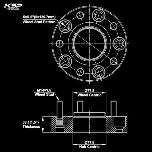 KSP 1.5" Ram 1500 Wheel Spacers, 4pcs 2002-2010 Dodge Ram 1500 Forged Rim Spacer with 9/16-18 Stud 77.8mm Hub Bore, 5x5.5 to 5x5.5 Durable Spacers with Hub Lip for Durango 2004-2009&Dakota 2005-2011 in Saudi Arabia