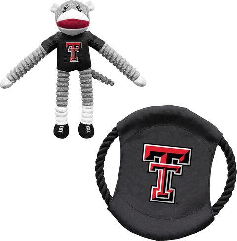 مجموعة ألعاب الحيوانات الأليفة من Littlearth للبالغين من الجنسين NCAA Texas Tech Red Raiders على شكل قرد وقرص طائر، لون الفريق، مقاس واحد in Kuwait