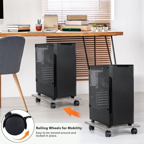 حامل برج الكمبيوتر، مجموعة من قطعتين، حامل كمبيوتر تحت المكتب، حامل وحدة المعالجة المركزية مع عجلات قابلة للقفل، للمكتب والمنزل (رمادي) in Kuwait