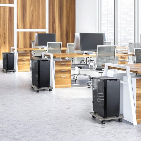 حامل برج الكمبيوتر، مجموعة من قطعتين، حامل كمبيوتر تحت المكتب، حامل وحدة المعالجة المركزية مع عجلات قابلة للقفل، للمكتب والمنزل (رمادي) in Kuwait