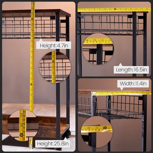 HOYRR Computer Tower Stand,pc Stand,Tower Stand,PC Stand for Under Desk,Black Metal PC Tower Stand,Vintage Wood PC Floor Stand,2 Layers with Storage Basket Computer Tower Stand Under Desk(Black) in Kuwait