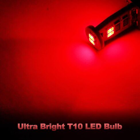 Yorkim Newest T10 LED Bulb Canbus Error Free 6-SMD Super Bright EMC Chips, 194 Interior LED For Dome Map Door Marker License Plate Trunk lights 168 W5W 2825 Sockets Pack of 10, red in Saudi Arabia