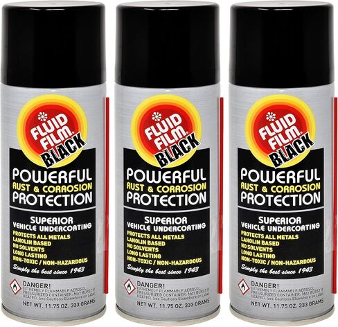 علبة رذاذ الهباء الجوي للحماية من الطبقة السفلية بوزن 12 أونصة، عبوة من 3 قطع سوداء، مانع الصدأ ومنعه، مضاد للتآكل متعدد الأغراض ومادة تشحيم، عصا تمديد علبة الرش وحزمة مناديل in Kuwait