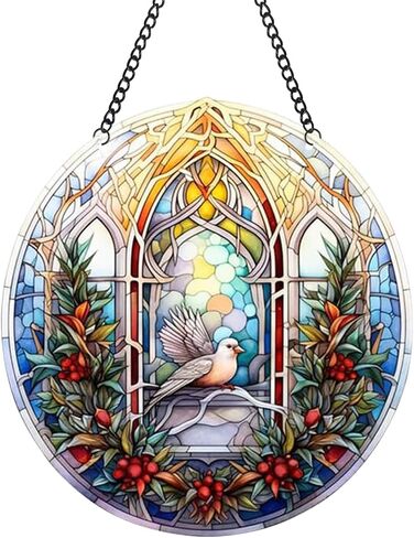 Heart-Shaped Stained Acrylic Window Hanging,Red Heart Acrylic Window Decor Stained Panel Hangings Wall Art Decor for Valentine's Day Birthday Home Party Decorations,Yellow in Saudi Arabia