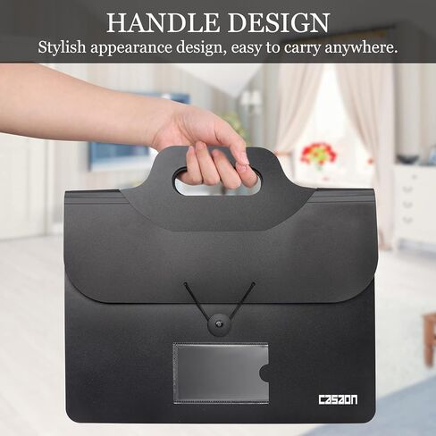 2 حزمة من 13 جيبًا لمجلد ملفات قابل للتوسيع مع مقبض، منظم ملفات أكورديان محمول بحجم حرف A4، مجلد مستندات بمقبض للمدرسة والمكتب والمنزل - أسود in Kuwait