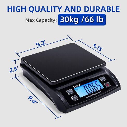 Phomemo Shipping Scale, Accurate Durable Digital Postal Scale 66lb / 0.1oz with Hold and Tare Function, LCD Display, Auto-Off, Postage Scale for Packages and Mailing, DC Adapter Included in Saudi Arabia
