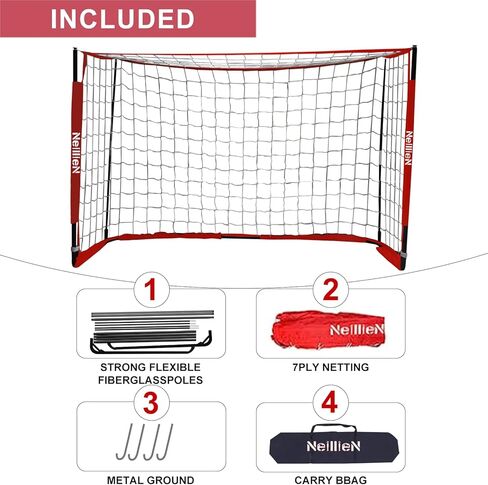 NeillieN المحمولة أهداف كرة القدم الفناء الخلفي 6 * 4FT، ترقية إطار هدف كرة القدم شبكة كرة القدم مع حقيبة حمل داخلي في الهواء الطلق - ممارسة. (6 * 4 قدم) in Kuwait