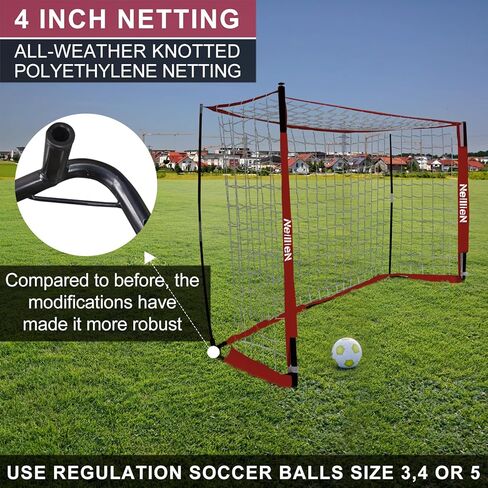 NeillieN المحمولة أهداف كرة القدم الفناء الخلفي 6 * 4FT، ترقية إطار هدف كرة القدم شبكة كرة القدم مع حقيبة حمل داخلي في الهواء الطلق - ممارسة. (6 * 4 قدم) in Kuwait