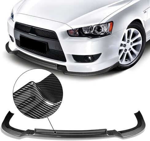 DNA MOTORING 2-PU-402-PCF Front Bumper Lip RA-Style Compatible with 08-15 Mitsubishi Lancer,Painted Simulated Carbon Fiber in Saudi Arabia