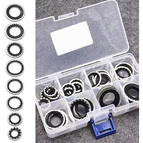30 PCS Car Air Conditioning Compressor Port Gasket Kit, High Hardness High Temperature Resistant Cooling Pump Sealing Gasket, Portable Repair Modification Parts, Suitable for Cars (Black)