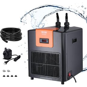 VEVOR Aquarium Chiller, 500 Gal 1892 L, 1.5 HP Hydroponic Water Chiller, Quiet Refrigeration Compressor for Seawater and Fresh Water, Fish Tank Cooling System with Pump/Hose, for Jellyfish, Coral Reef