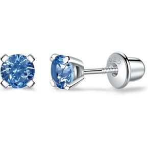 925 Sterling Silver Earrings Stud with Screwback Cubic Zirconia for Women Earring With Screw Backs CZ Hypoallergenic (CZ-White)