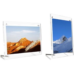 princesses love 8 x 10 Floating Acrylic Picture Frame Clear Free Standing Desktop Photo Frame Frameless Photo Holder Document Sign Menu Display Stand