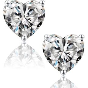SMILEST 1-3ct Heart Moissanite Stud Earrings for Women Men, Brilliant Heart D Color VVS1 Clarity Lab Created Moissanite Earrings Black Ruthenium Vermeil 925 Sterling Silver Moissanite Earrings