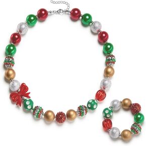 VCMART Girls Holiday Bubbegum Necklace with Gift Box