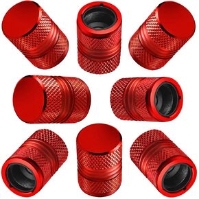 Tire Valve Stem Caps for Car Tires Air Caps Cover 8 Pack Corrosion Resistant Premium Alloy Leak-Proof Universal for SUV Truck Motorcycle Bike Red