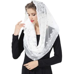 BEAUTELICATE Catholic Mantilla Chapel Veil Easter Latin Mass Halloween Church Cathedral Head Covering Infinity Lace Scarf